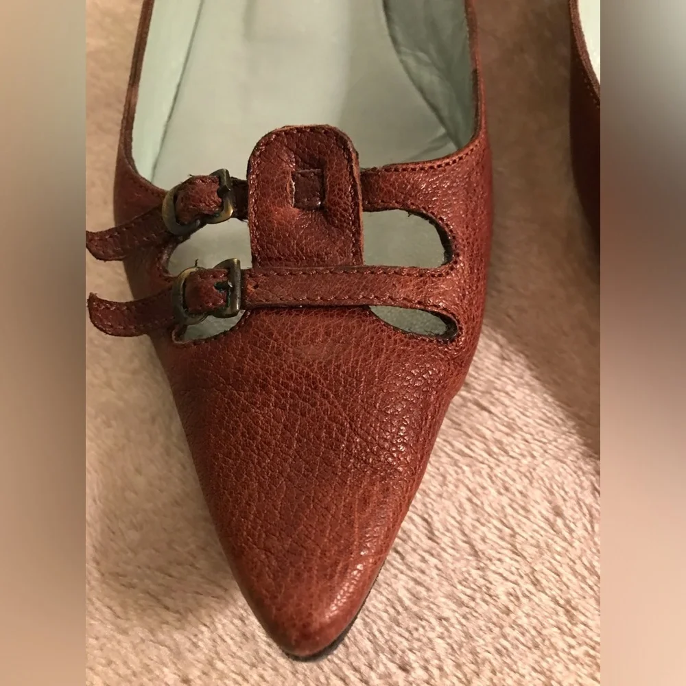 Sigerson Morrison Brown Pointed Toe Leather Flats